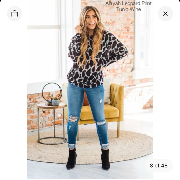 Alayah Leopard Print Tunic in Wine - Picture 4 of 5